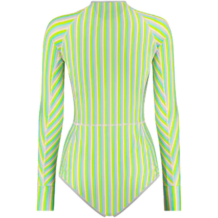 2023 Wallien Womens One Piece Long Sleeve Front Zip Swimsuit 102001 - Multi Color Stripe